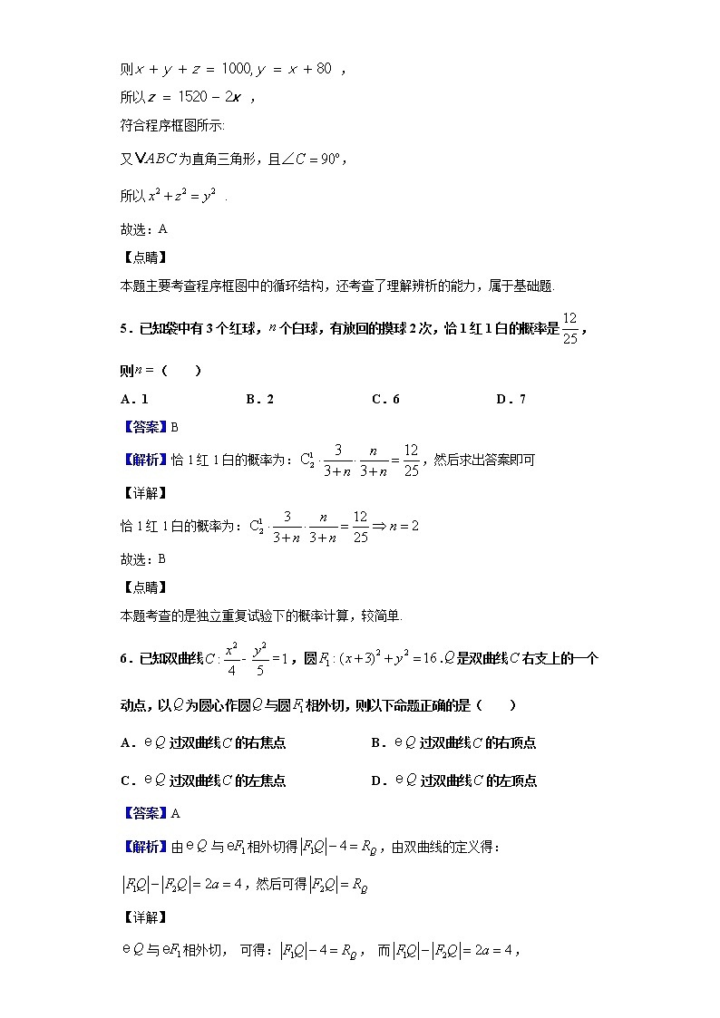 2020届百校联考高考百日冲刺金卷全国Ⅱ卷数学（理）（二）试题（解析版）03