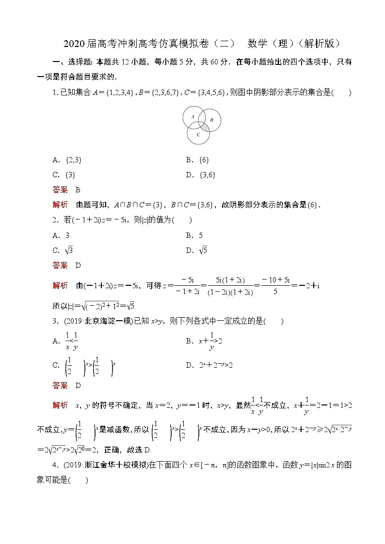 2020届高考冲刺高考仿真模拟卷（二） 数学（理）（解析版）第1页