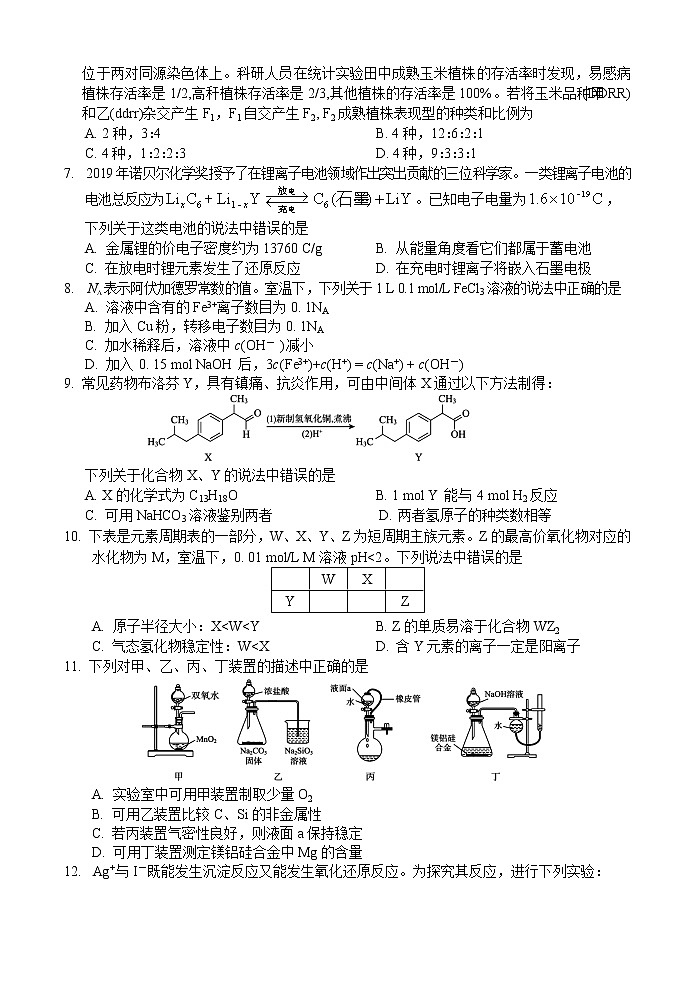 2020届四川省眉山市高中高三下学期第二次诊断性考试理科综合试题02
