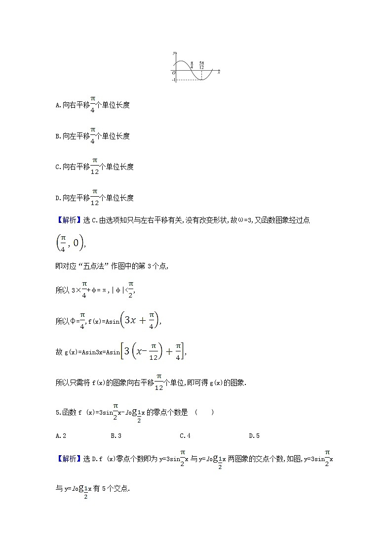 2021版高考数学一轮复习核心素养测评二十二函数y=Asinωx+φ的图象及三角函数模型的简单应用苏教版第3页