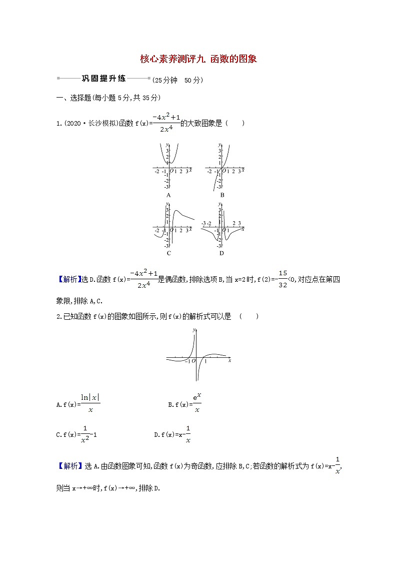 2021版高考数学一轮复习核心素养测评九函数的图象苏教版第1页
