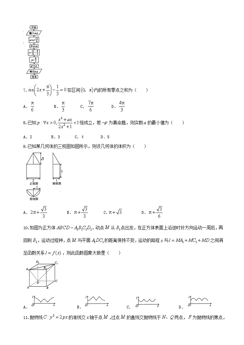 河北省衡水金卷普通高等学校招生全国统一考试模拟试卷分科综合卷 理科数学（二）试题02