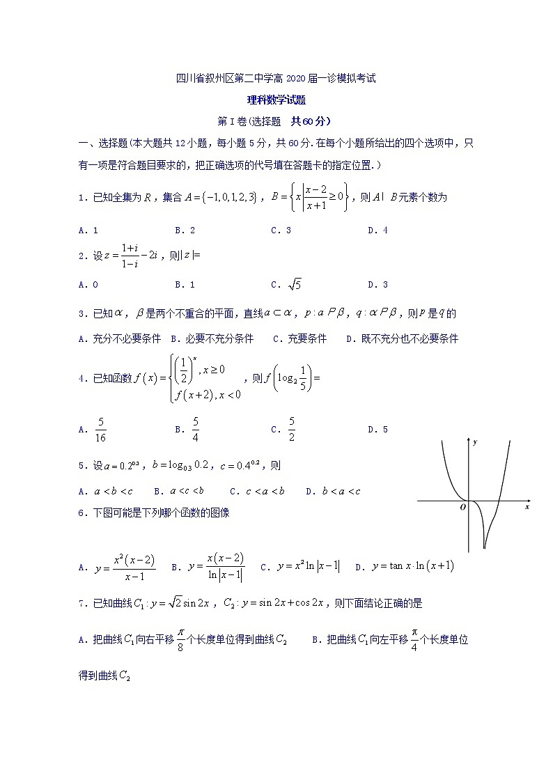 四川省宜宾市叙州区第二中学2020届高三一诊模拟数学（理）试题01