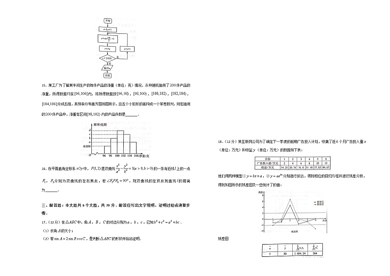 2020年高考考前45天大冲刺卷文科数学一02