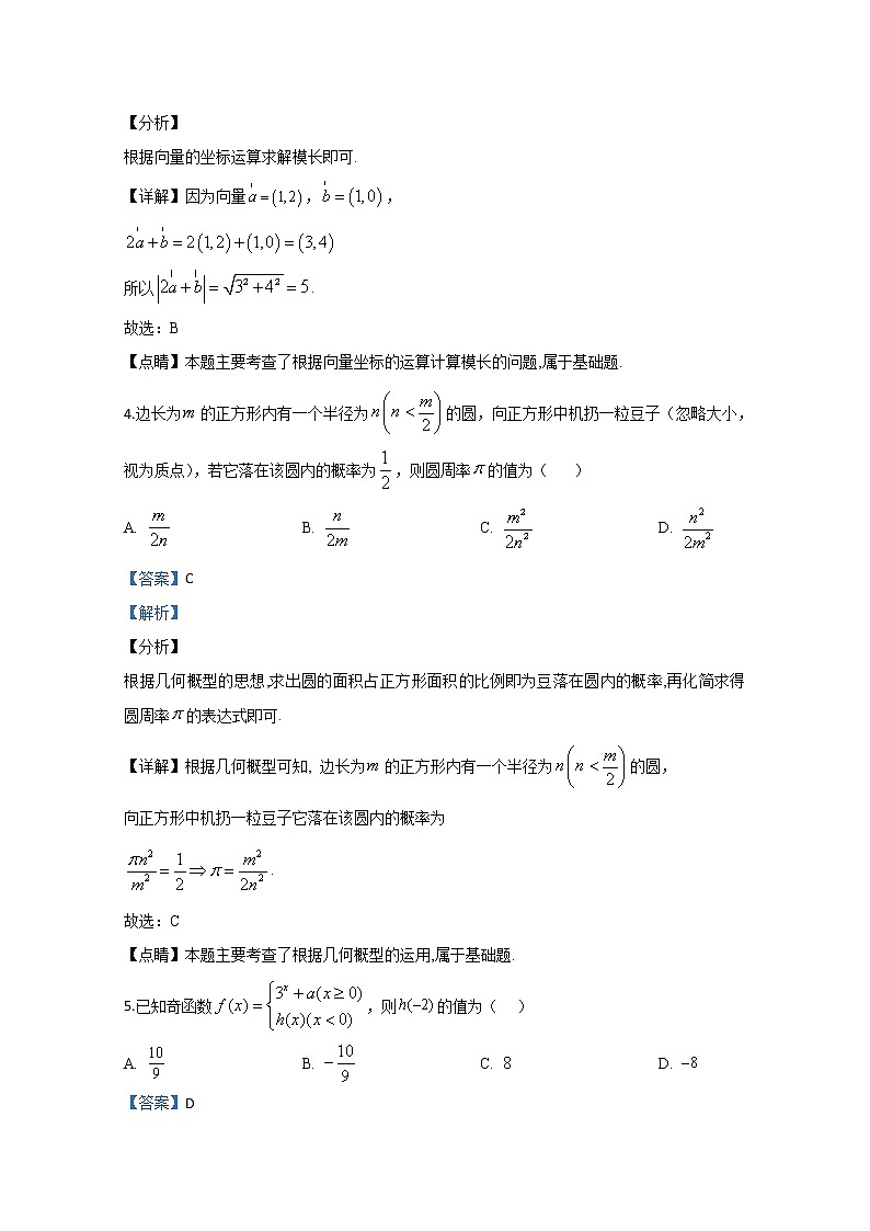 陕西省咸阳市2020届高三高考模拟检测数学（文）试题02