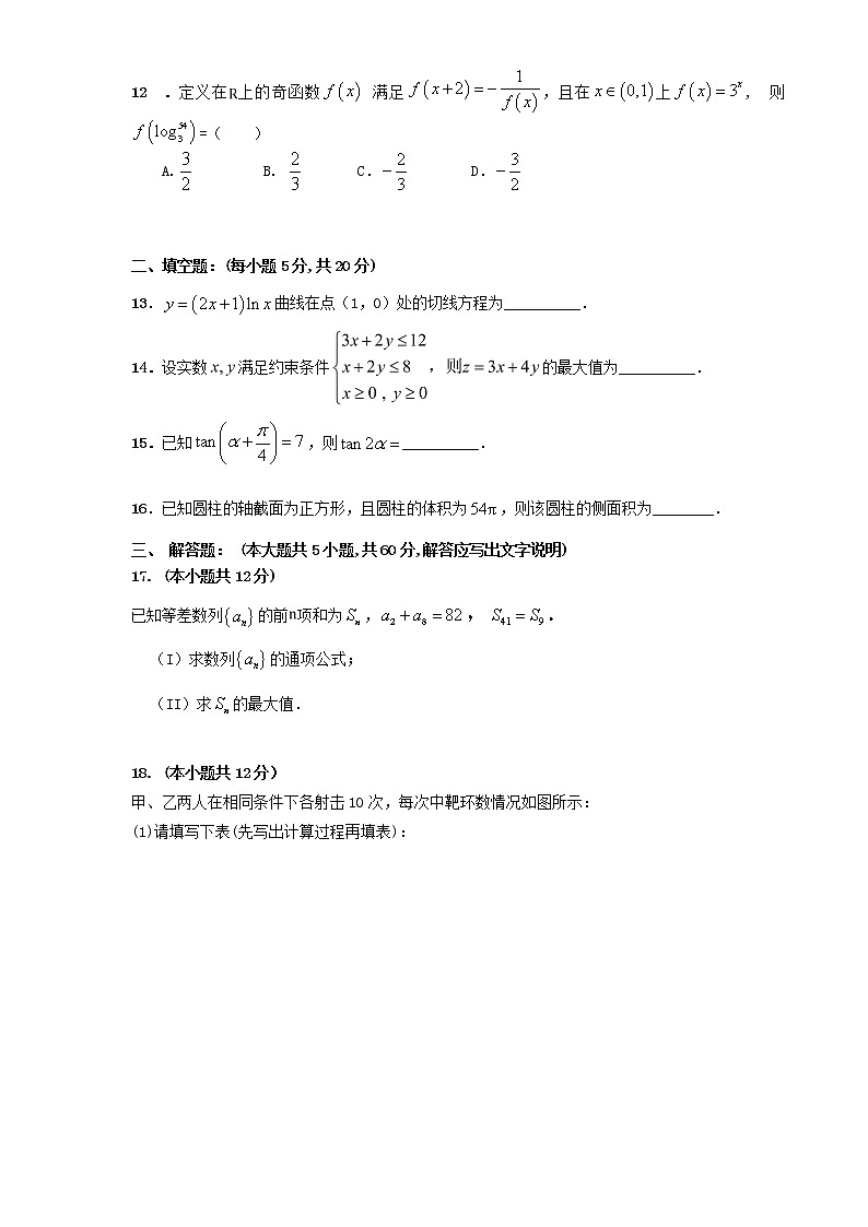 宁夏六盘山高级中学2020届高三下学期第一次模拟考试数学（文）试题03