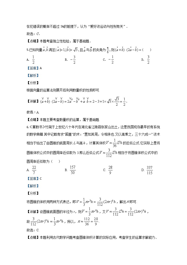 宁夏石嘴山市2020届高三模拟数学（文）试题03