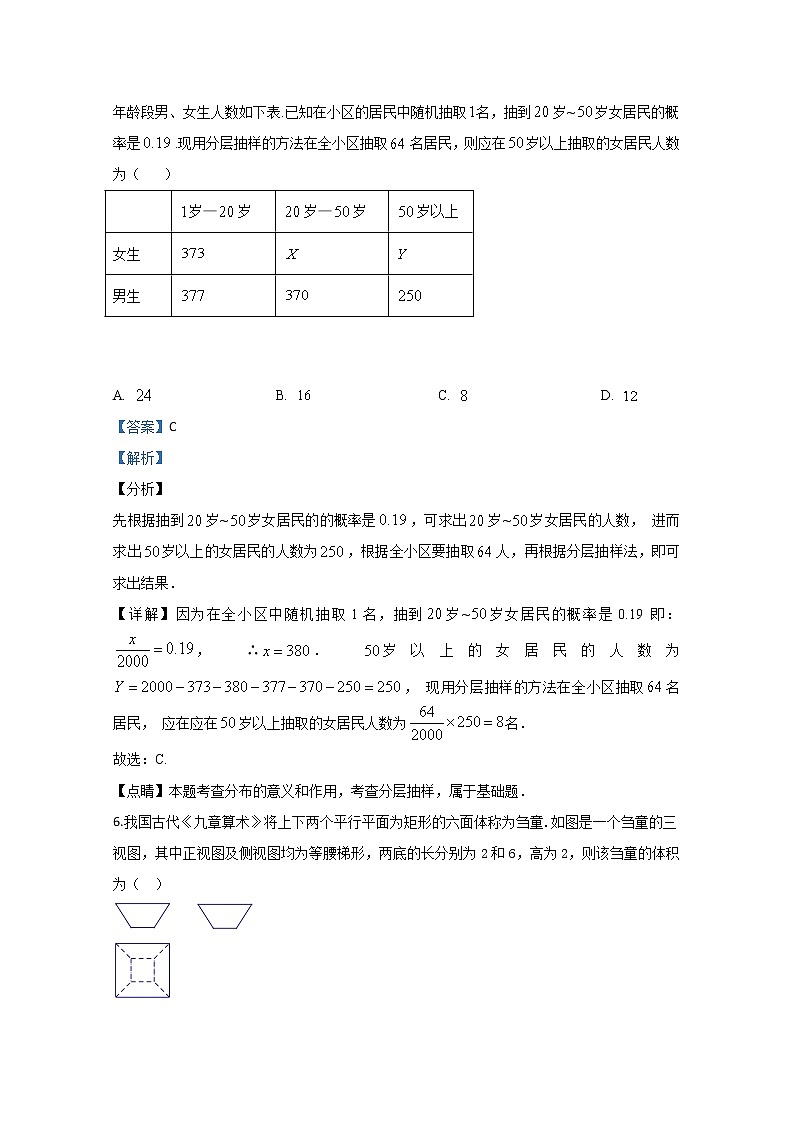宁夏银川一中2020届高三下学期第一次模拟考试数学（文）试题第3页