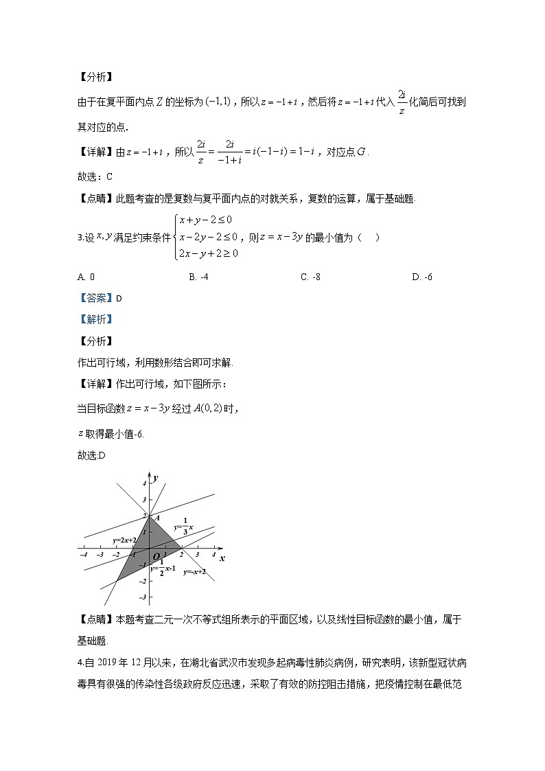 宁夏中卫市2020届高三下学期模拟考试数学（理）试题02