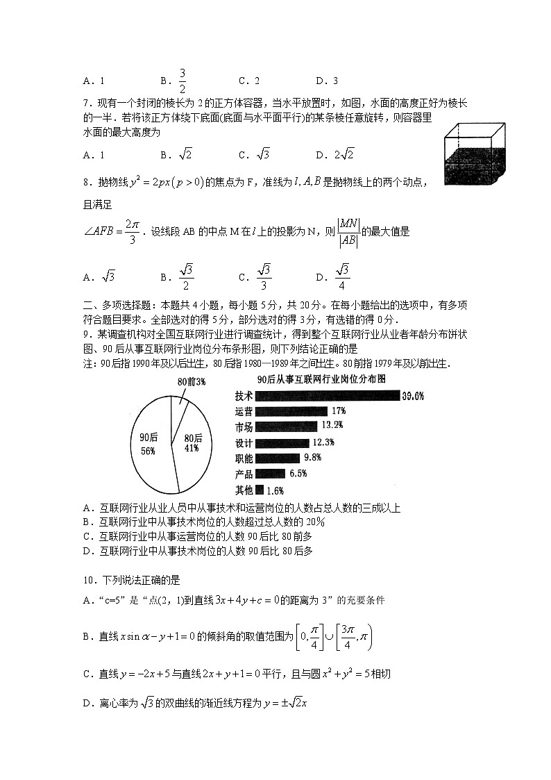 山东省济南市历城第二中学2020届高三下学期高考模拟考试（五）数学试卷02