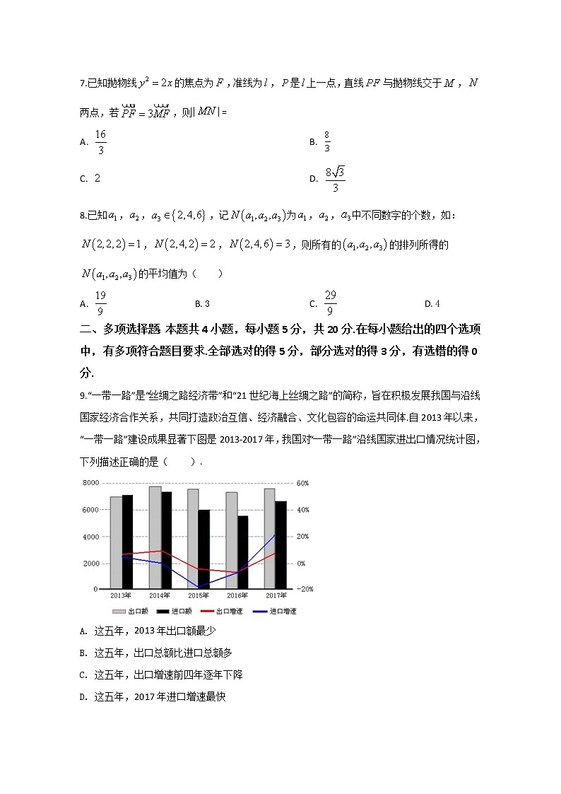 山东省潍坊高密市2020届高三模拟数学试题一02