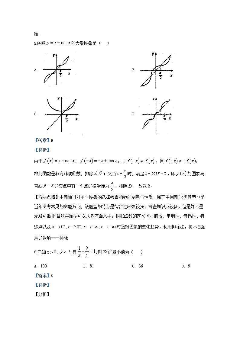 山东师范大学附属中学2020届高三4月线上模拟数学试题03