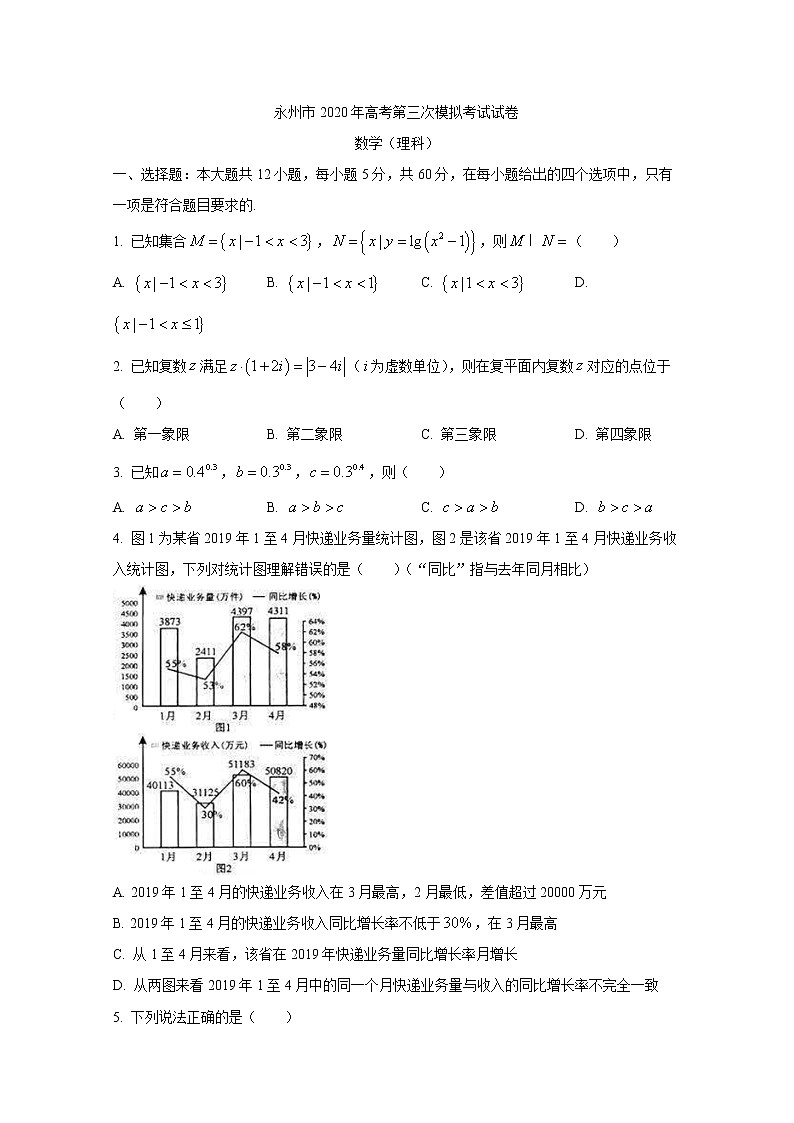 湖南省永州市2020届高三第三次模拟考试数学（理）试题01