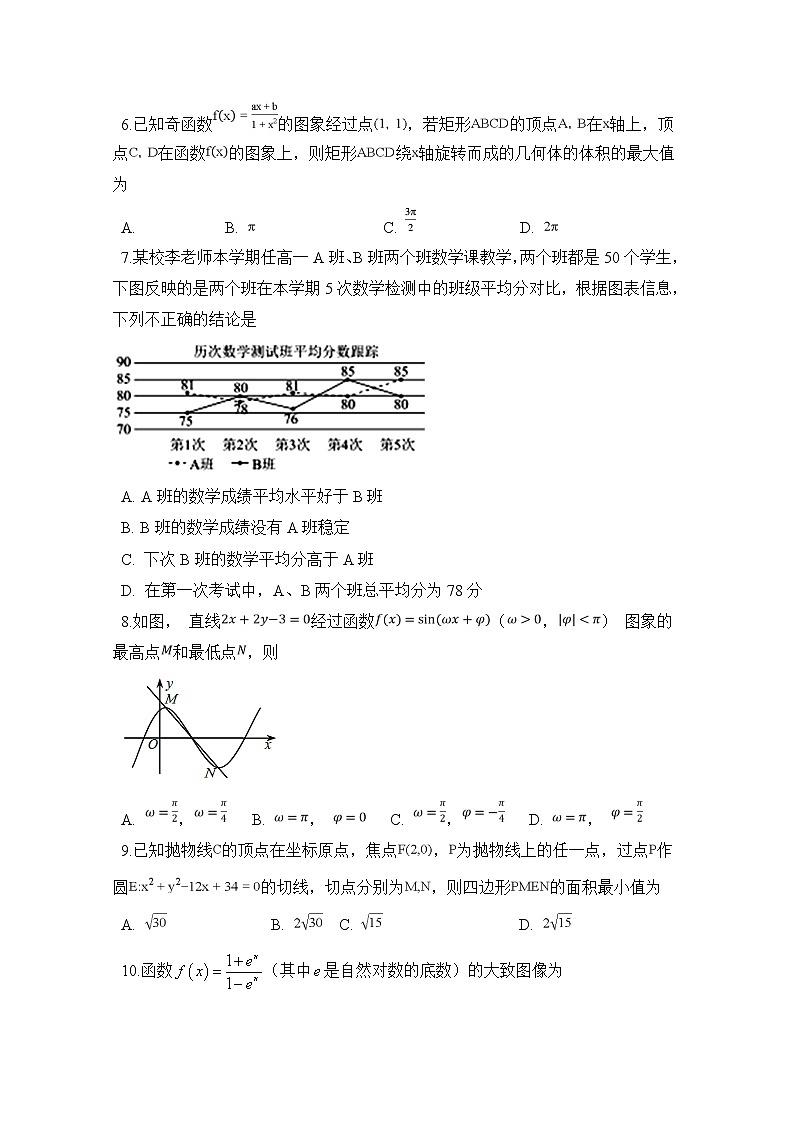 安徽省淮南市寿县第二中学2020届高三6月模拟考试数学（文）试卷02