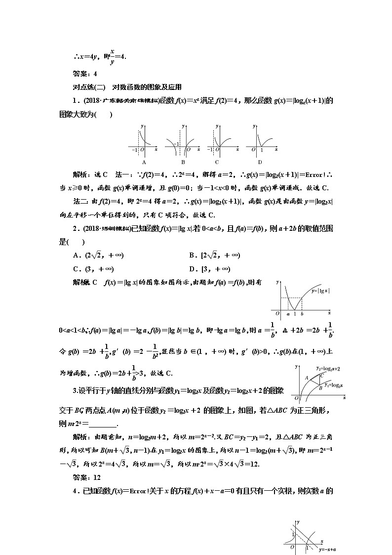 标题-2018-2019学年高中新创新一轮复习文数通用版：课时达标检测（九）  对数与对数函数第2页