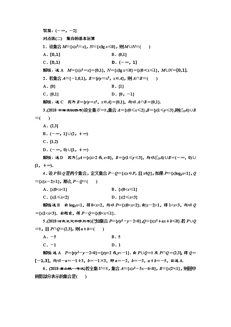 标题-2018-2019学年高中新创新一轮复习文数通用版：课时达标检测（一）  集 合第2页