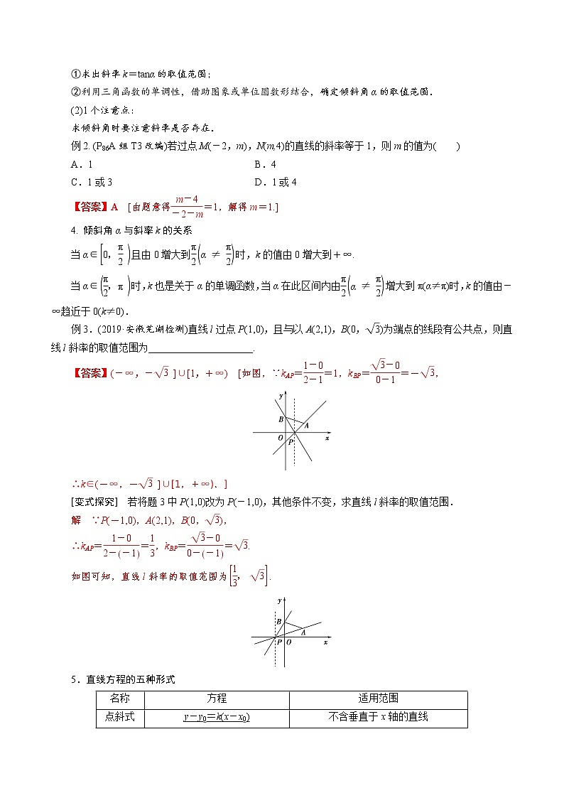 第3讲 直线的倾斜角、斜率和方程（知识点串讲）（复习讲义）02