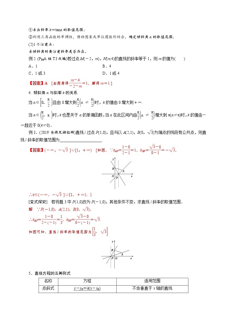 第3讲 直线的倾斜角、斜率和方程（知识点串讲）（复习讲义）02