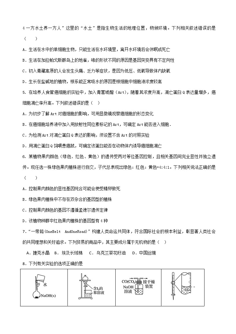 2019届山东省实验中学（中心校区）高三11月模拟考试理科综合试题02