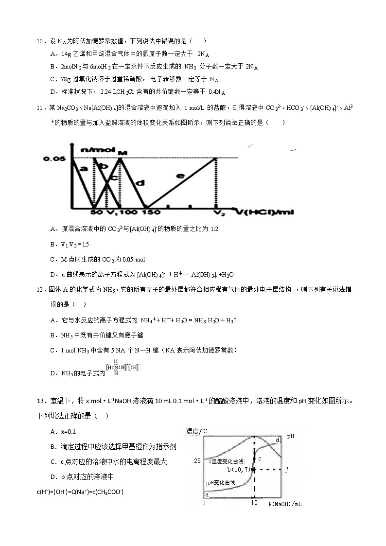 2019届山东省实验中学东校高三上学期11月份理综模拟试题03