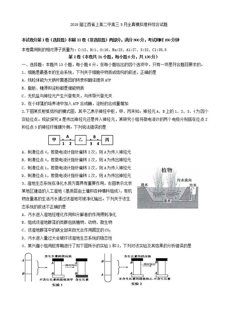 2019届江西省上高二中高三5月全真模拟理科综合试题01