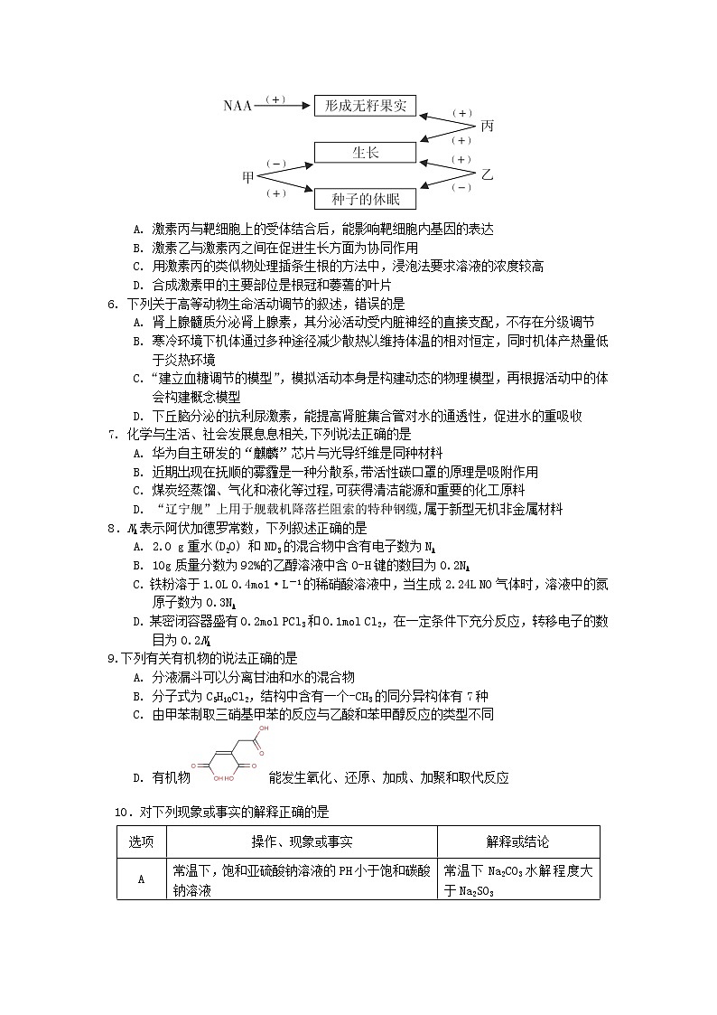 2019届辽宁省抚顺市高三下学期3月第一次模拟考试理科综合试题02