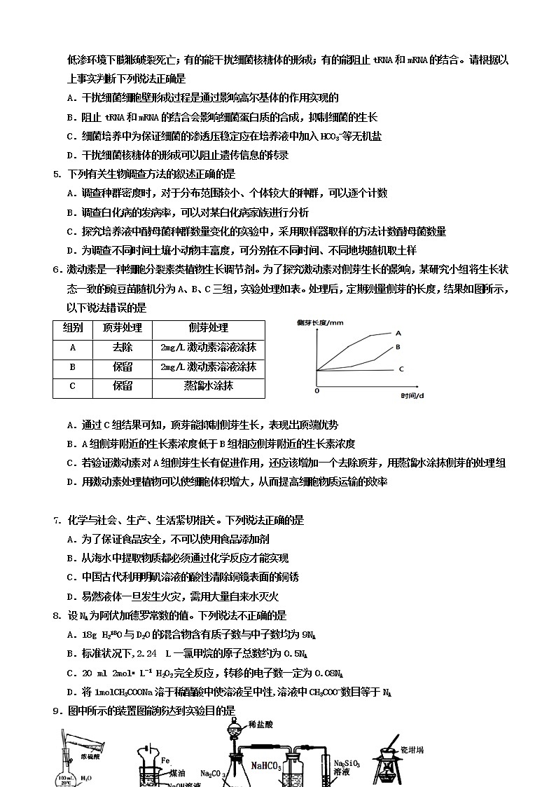 2019届宁夏银川一中高三第一次模拟考试理科综合试题（word版）第2页