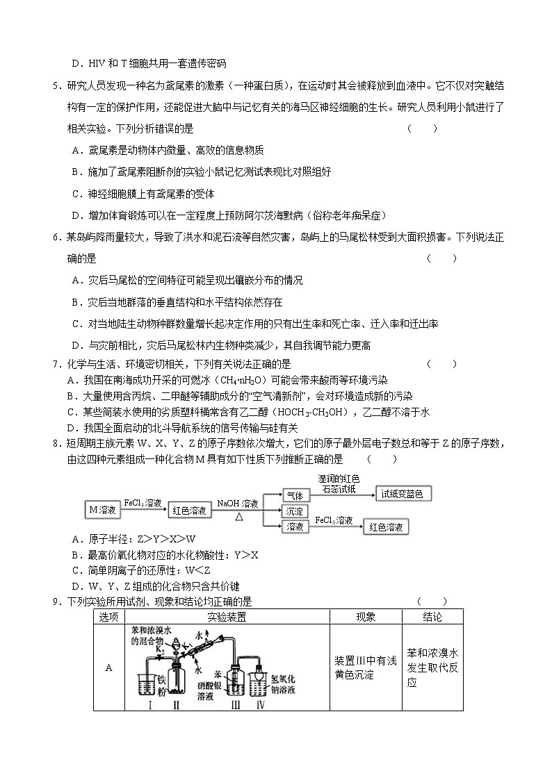 2019届湖北省武汉二中高三5月仿真模拟理科综合试题第2页