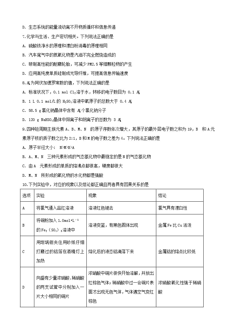 2019届安徽省定远重点中学高三下学期第一次模拟考试理科综合试题（word版）03