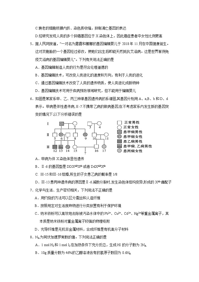 2019届安徽省黄山市高三第一次质量检测（一模）理科综合试题02