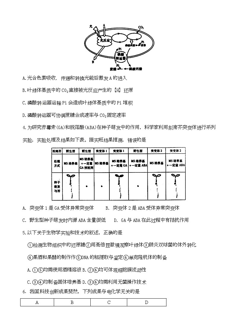 2019届北京市朝阳区高三第一次（3月）综合练习（一模）理科综合试题 (1)02