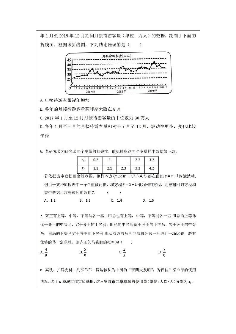 【数学】黑龙江省哈师大附中2019-2020学年高二下学期期中考试(文)02