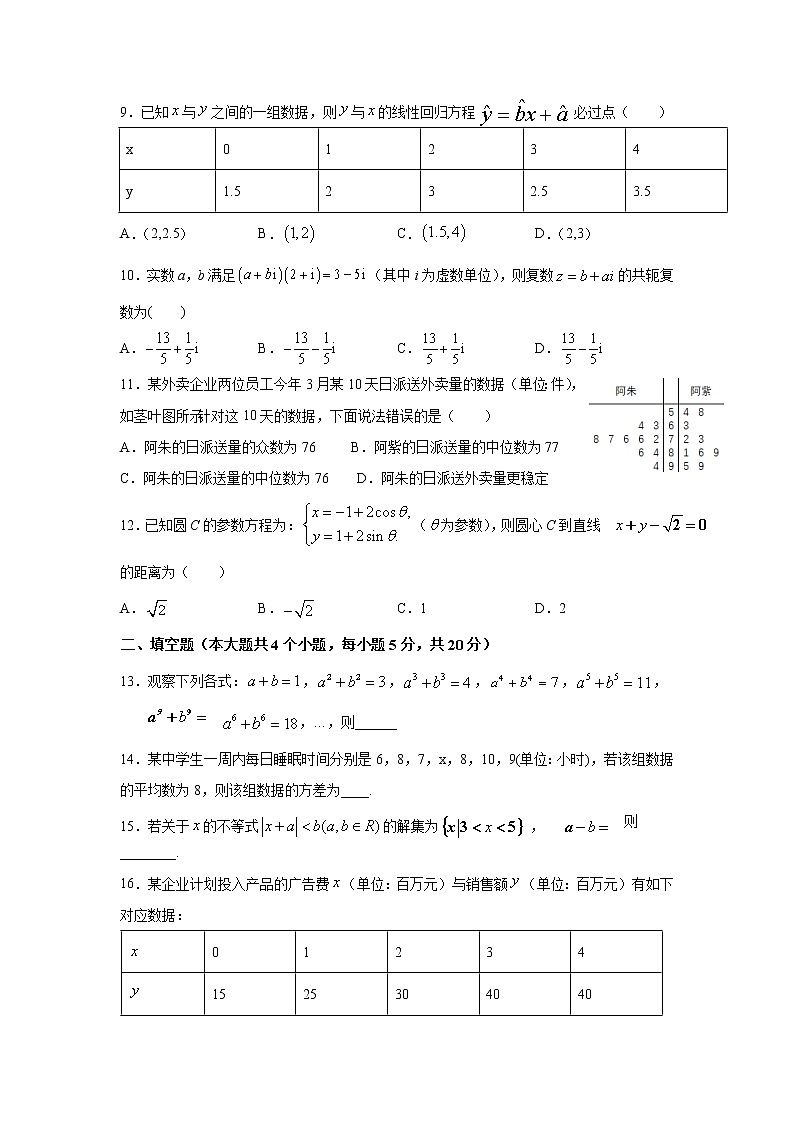 【数学】宁夏青铜峡市高级中学（吴忠中学青铜峡分校）2019-2020学年高二下学期期中考试（文）第2页
