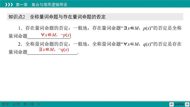 1.2.2 全称量词命题与存在量词命题的否定 PPT课件（人教B版）05