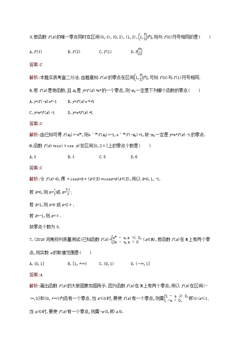 2021高考数学大一轮复习考点规范练12函数与方程理新人教A版第2页