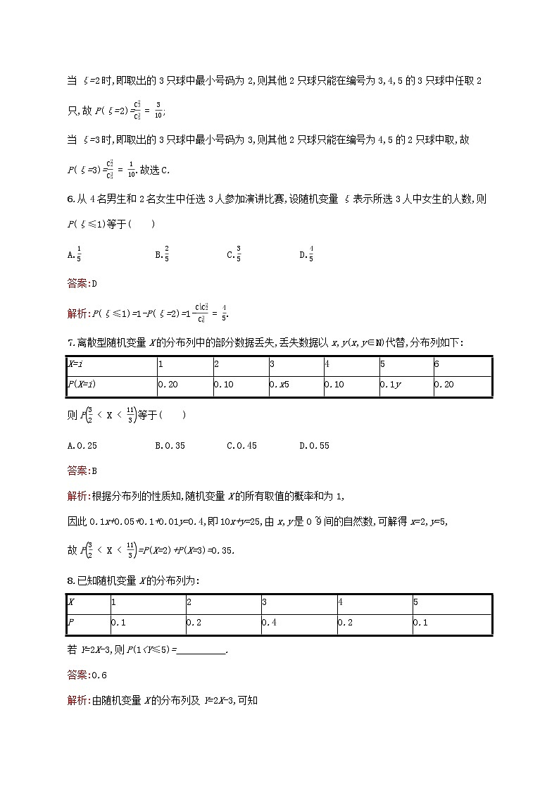 2021高考数学大一轮复习考点规范练62离散型随机变量及其分布列理新人教A版第3页