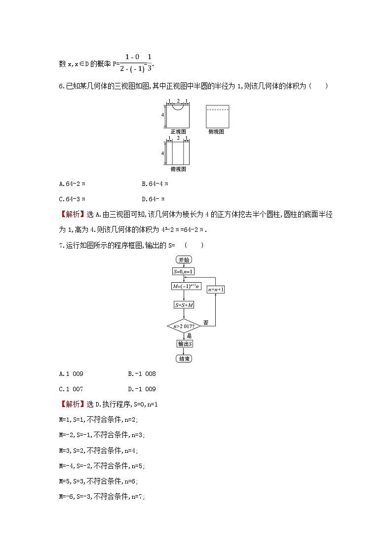 2019届二轮复习选择填空标准练(4)作业（全国通用）02