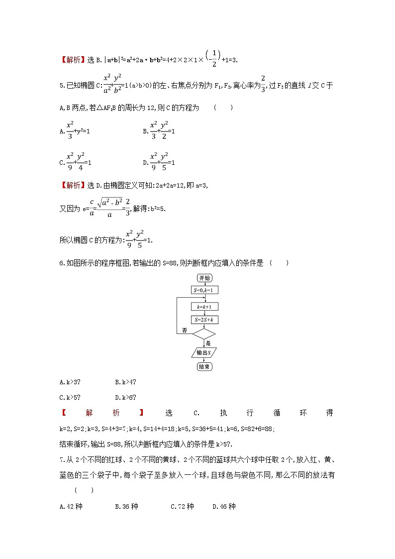 2019届二轮复习选择填空标准练(6)作业（全国通用）02