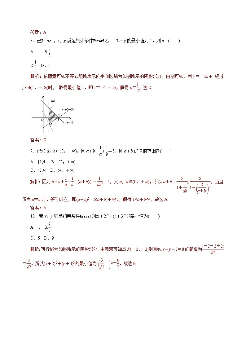 2019届二轮复习不等式与线性规划作业（全国通用）第3页