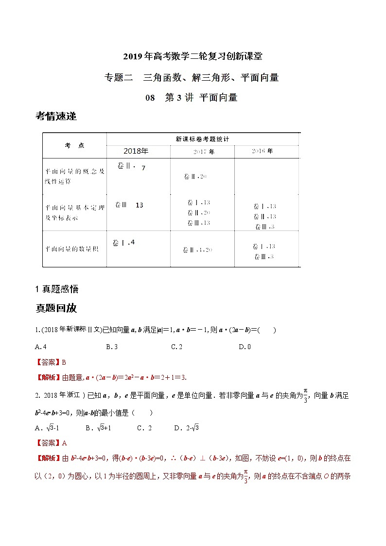 2019届二轮复习平面向量学案（全国通用）01
