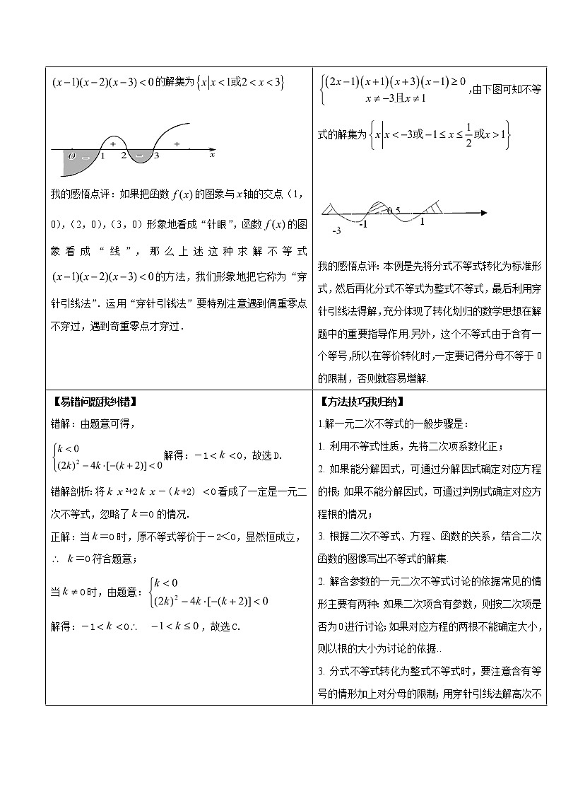 2019届二轮复习一元二次不等式及其解法学案（全国通用）03