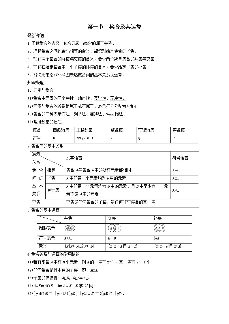 2019届二轮复习专题1.1集合及其运算学案（全国通用）第1页