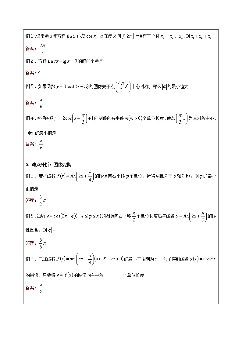 2019届二轮复习三角函数图像变换教案（全国通用）第2页