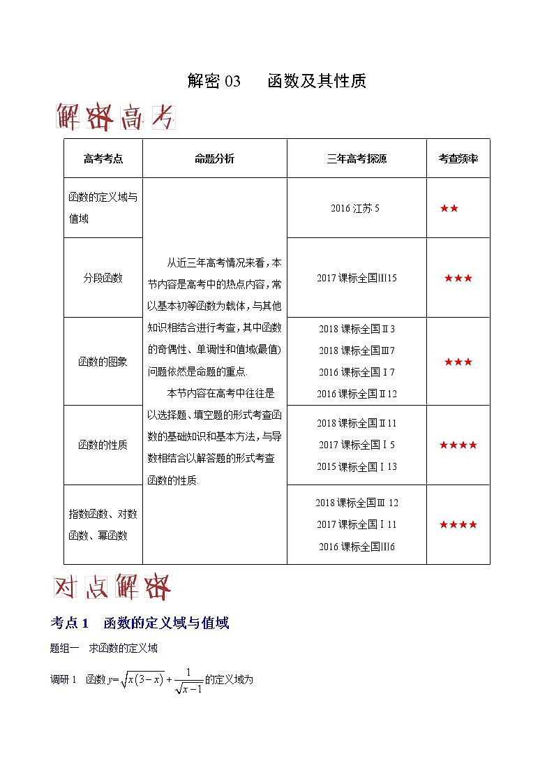 2019届二轮复习函数及其性质学案（全国通用）01