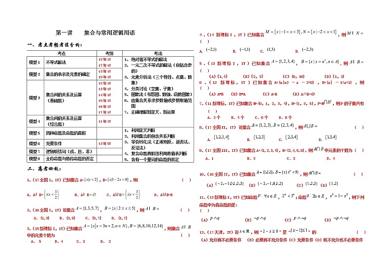 2019届二轮复习集合、简易逻辑、函数与导数1学案（全国通用）01