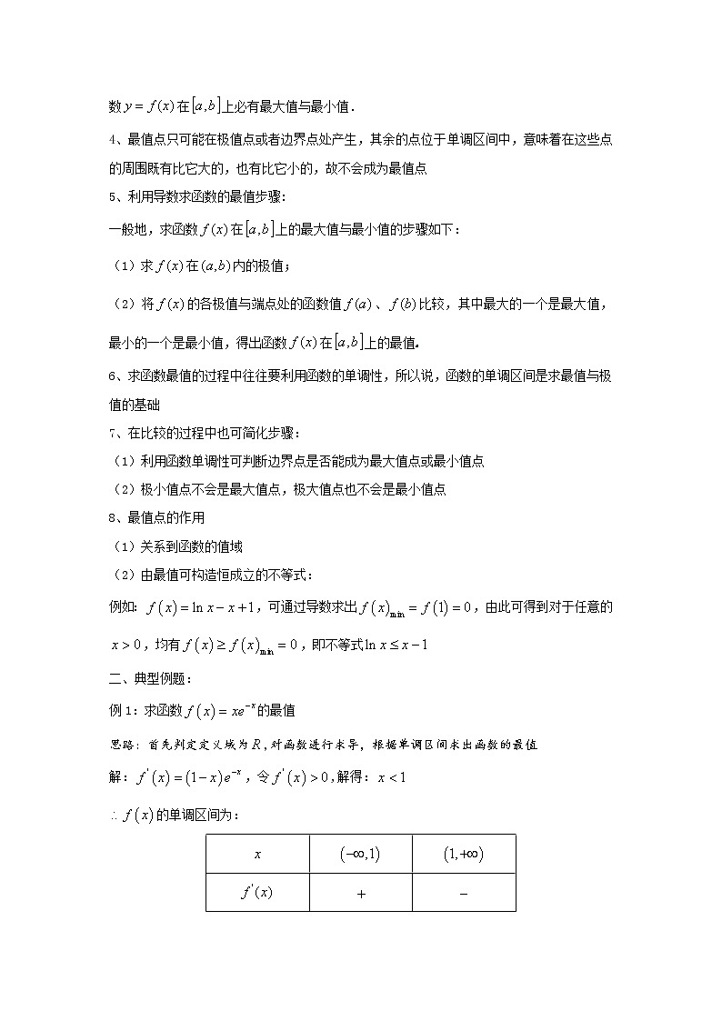2019届二轮复习利用导数解函数的最值学案（全国通用）02