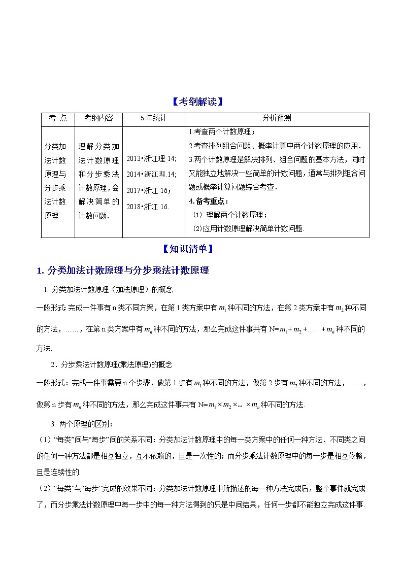 2019届二轮复习分类加法计数原理与分步乘法计数原理学案（全国通用）01