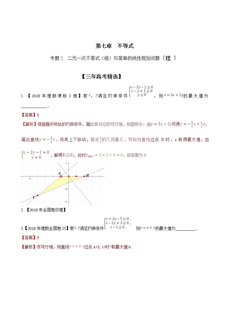 2019届二轮复习二元一次不等式（组）与简单的线性规划问题学案（全国通用）（理）01