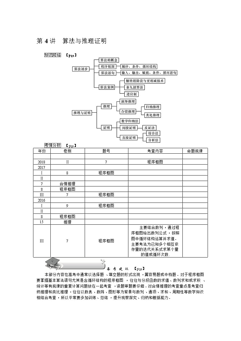 2019届二轮复习第4讲　算法与推理证明学案（全国通用）01