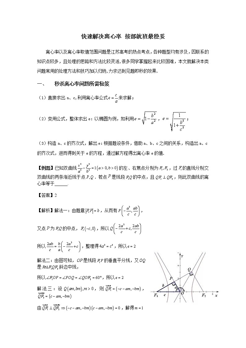 2019届二轮复习第10招快速解决离心率按部就班最稳妥学案（江苏专用）第1页
